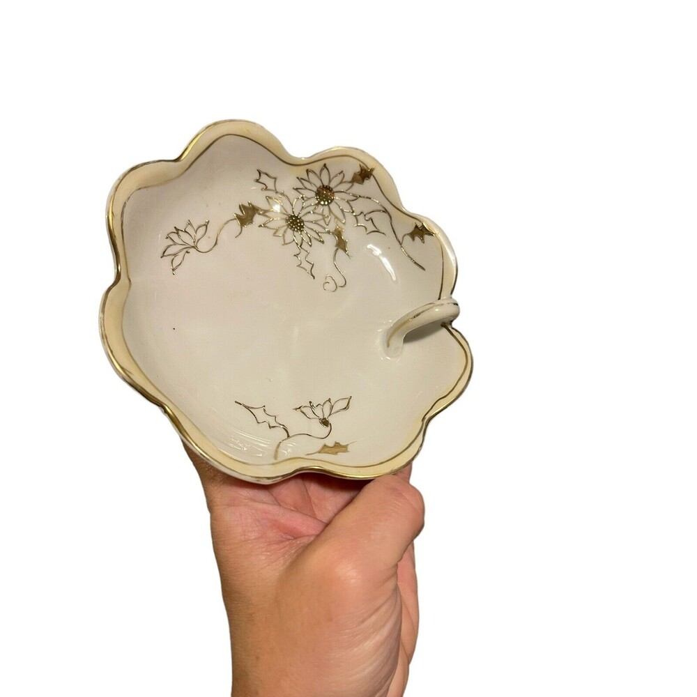 Nippon Handmade, Hand Painted, beaded, gold gilt porcelain candy/trinket dish